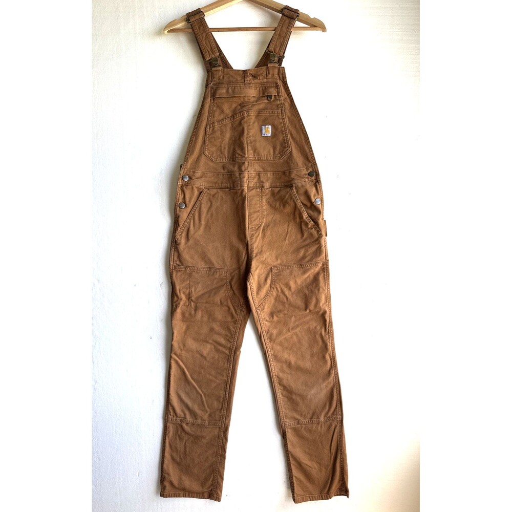 Carhartt Brown Cotton Canvas Bib XS Overalls Loose Fit OR6001-W Unisex